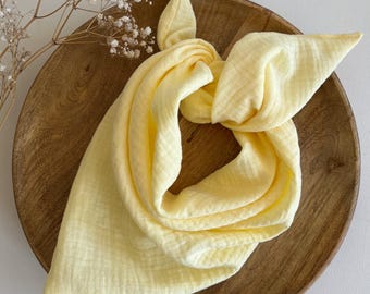 Mousseline sjaal met citroensmaak, geschikt om te knopen, babysjaal, spuugdoekje, geel