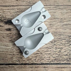 Lead fishing weight molds. Fishing aluminum mold a Drop 70 g. 2,46 oz.