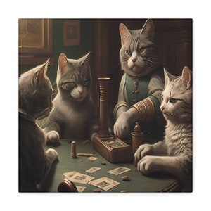 Cats Playing Poker Canvas Gallery Wrap | Wall Art