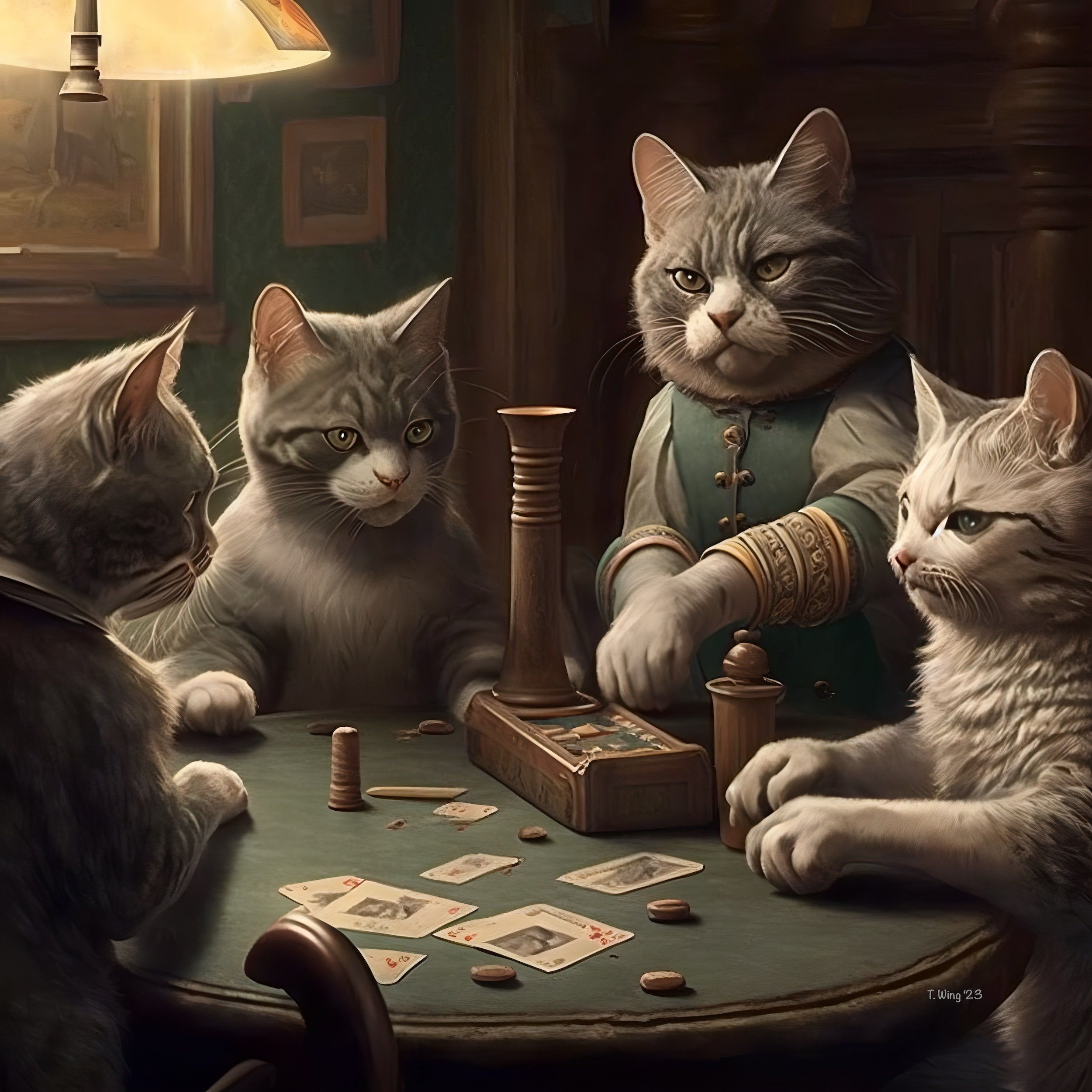 Cats Playing Poker - A Fun and Whimsical Artwork