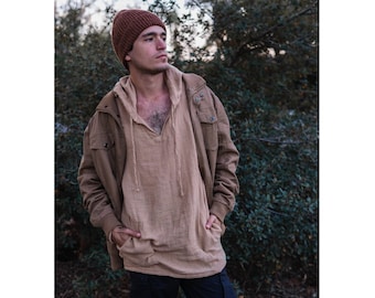 Oversized Natural Cotton Hoodie // Breathable Gauze