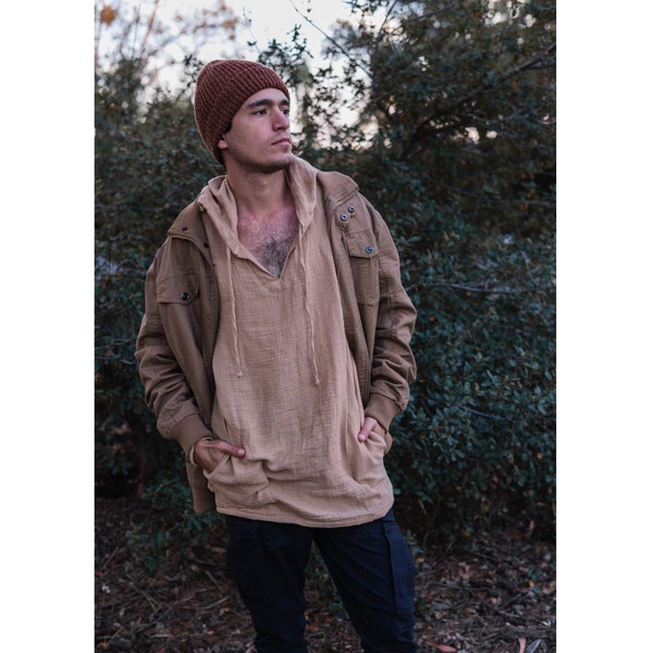 Oversized Natural Cotton Hoodie // Breathable Gauze