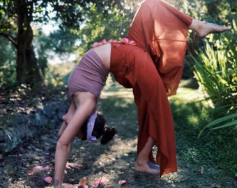 Pantalon Prairie en coton // Partiellement doublé, évacuation de l’humidité, yoga, vélo, jeu ! Ceinture flexible.