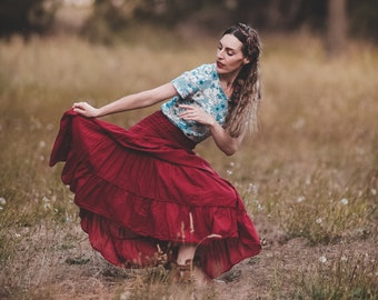 red maxi skirt 9mm