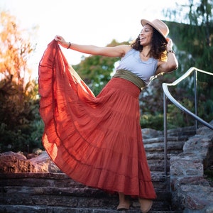 rust boho skirt
