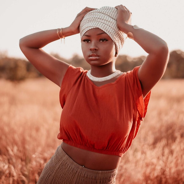 Frida Top // Cotton Natural Breathable Capped Crop // Confidently Feminine