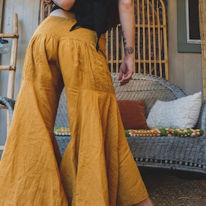 SALE! Gauze Bells in Gold // 100% Cotton Gauze Pants // FINAL SALE