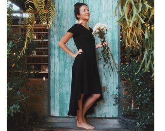 plain black cotton dress