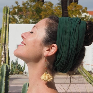 Gauze Sun Wrap // Gauze Cotton Headcover, Goddess Crown, Mini Turban // Be the Queen You Are Emerald