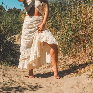 Ruffle Wrap Skirt // Flirty Fun with Built-in Slip // Breathable Tiered Maxi Wrap Skirt image 2