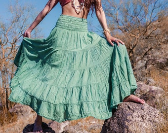 Flutter Skirt Natural Cotton Fabric | Flexible Waistband | Boho Magic | Maxi Skirt | Flowy Summer