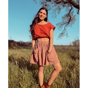 Harvest Mini Skirt // Natural Mini Circle Skirt for Gathering // Deep Pockets Empower Wild Women