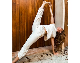 Kali Jogger // Natural Woven Cotton Pant Deep Pockets // Empower your Legs to Devour Life