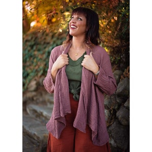 Women&#39;s Lotus Wrap | Long-Sleeve Natural Cotton Button Wrap Mini Cloak Coverup | Cozy | Great for Layering | Perfect for Extra Layer in Fall