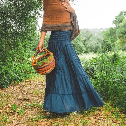 Tiered Pocket Skirt // Pockets Natural Fiber Flexible - Etsy