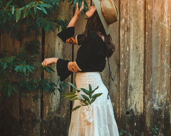 Tiered Pocket Skirt // Pockets, Natural Fiber, Flexible Waistband / Breathable Elegance!