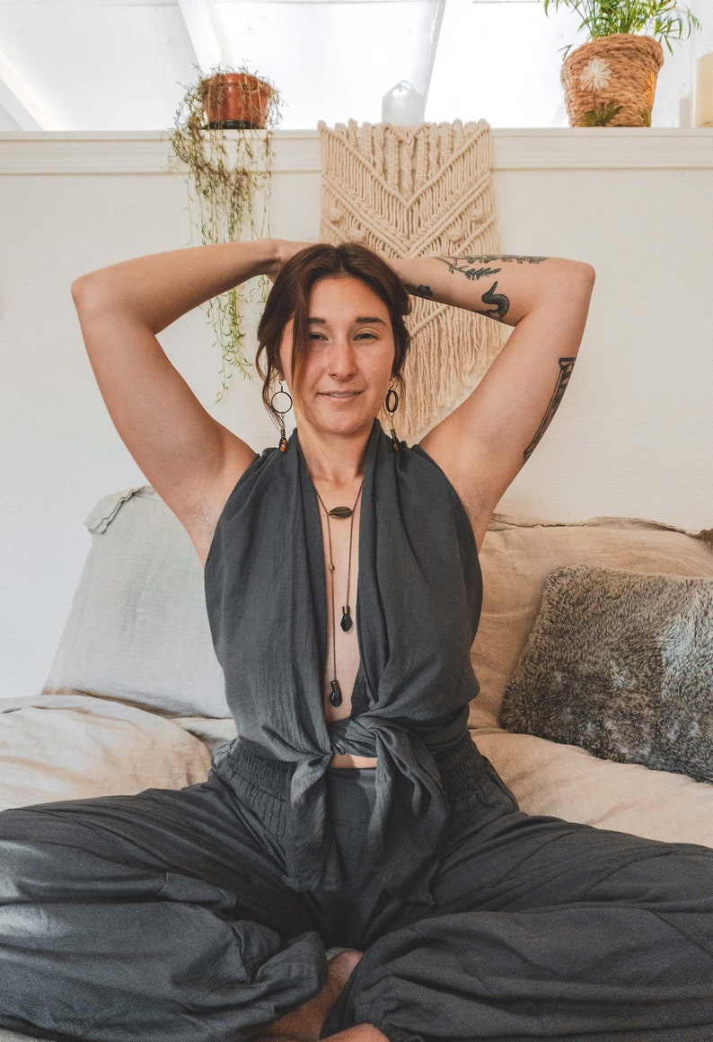 Gauze Flowy Vest// Natural Fiber Breathable /wood Buttons Etsy