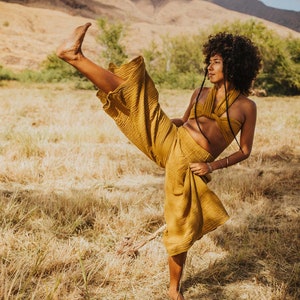 Spirit Pants // Natural Cotton Yoga Dance Movement Bottoms // Sing, Soar, Float, Dance, Express your Divine Being Gold