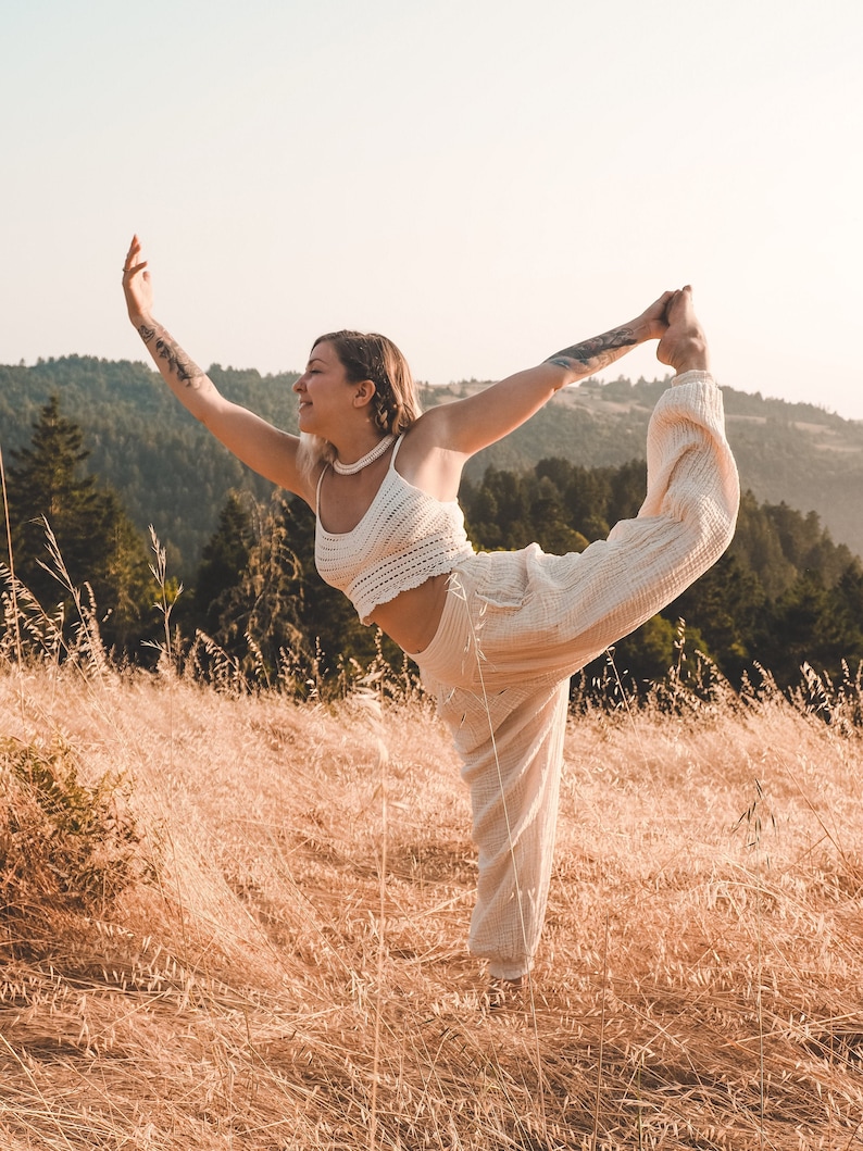 Dakini Yoga Pant in Creme Natural Luxe Cotton Pockets Stretch Fully Breathe Like a Queen