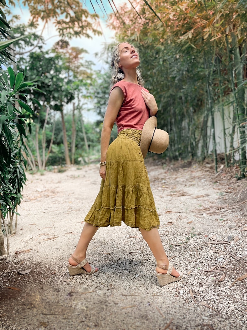 Flutter Skirt // Lush Cotton, Natural Fiber, Flexible Waistband / Romance Yourself image 4