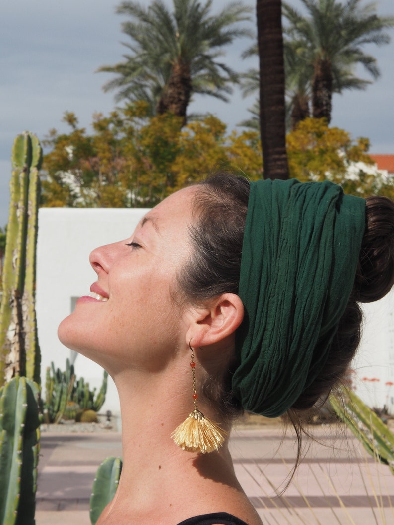 Gauze Sun Wrap in EMERALD // Goddess Crown, Frida Kahlo in Cotton, Mini Turban, Gauze Cotton Headcover // Be the Queen You Are 