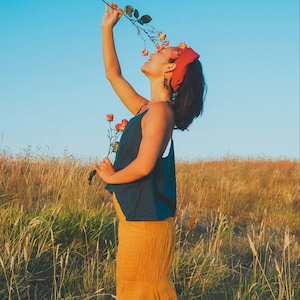 Gauze Cami // Gauze Cotton Natural Airy Dream // Hearts Breathe Free Ocean Blue