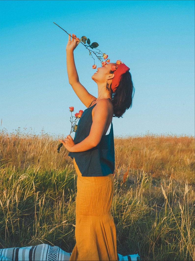 Gauze Cami // Gauze Cotton Natural Airy Dream // Hearts Breathe Free Ocean Blue