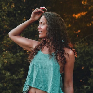 Gauze Cami // Gauze Cotton Natural Airy Dream // Hearts Breathe Free Mint