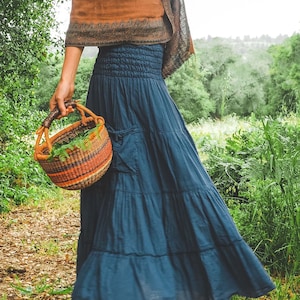 Feminine Tiered Pocket Skirt 100% Cotton Gauze All Natural Fiber / Sustainably Handmade Soft Breathable Elegance image 5