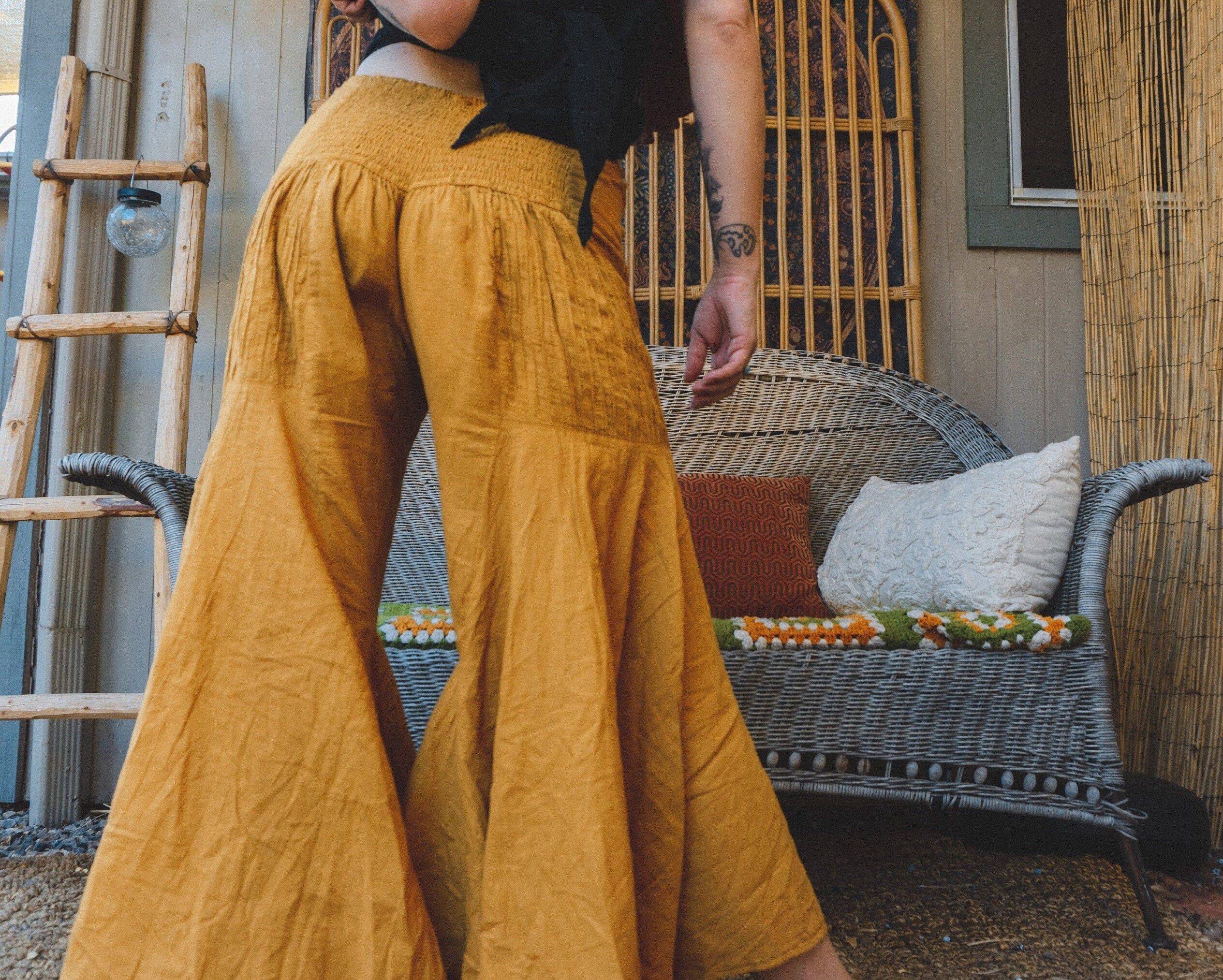 SALE Gauze Bells in Gold // 100% Cotton Gauze Pants // FINAL - Etsy