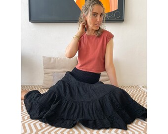 Flutter Skirt // Lush Cotton, Natural Fiber, Flexible Waistband /