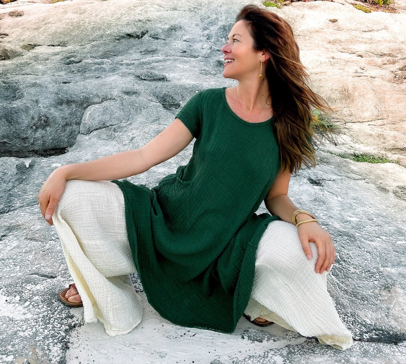 Mini Tee Dress // Natural Soft Cotton Pocket Dress // Feel Free from the Inside Out Emerald