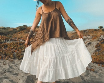 Flutter Skirt // Lush Cotton, Natural Fiber, Flexible Waistband / Woman Be Free