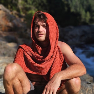 Cozy Scarf // Double-Layered, Natural Fiber Cotton / Wrap Yourself in Pillows Rust