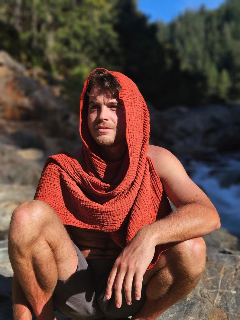 Cozy Scarf // Double-Layered, Natural Fiber Cotton / Wrap Yourself in Pillows Rust