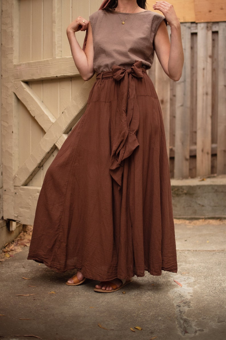 The Athena // Gauze Cotton Skirt // Light, Flowy, Playfully Elegant Skirt // You are a Gift Brown