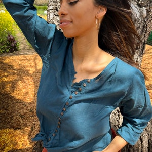 Cotton Button Top // Long-Sleeve, Natural Fiber, Weightless, Breathable / A Classic image 9