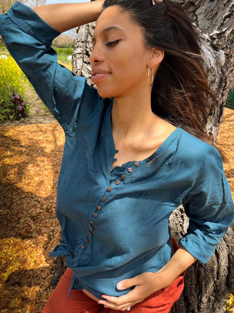 Cotton Button Top // Long-Sleeve, Natural Fiber, Weightless, Breathable / A Classic image 9