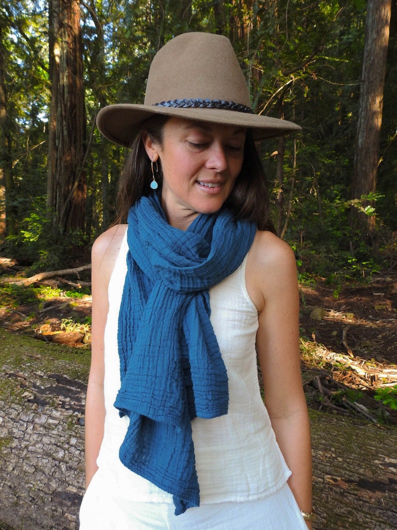 Cozy Scarf // Double-Layered, Natural Fiber Cotton / Wrap Yourself in Pillows Ocean