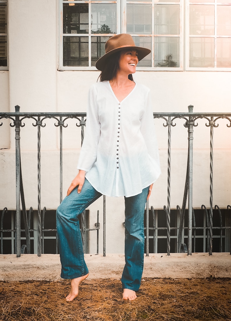 Cotton Button Top // Long-Sleeve, Natural Fiber, Weightless, Breathable / A Classic image 3