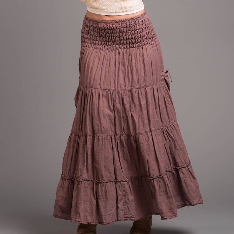 Gauze Tiered Maxi Skirt in DESERT ROSE // Pockets Natural Etsy
