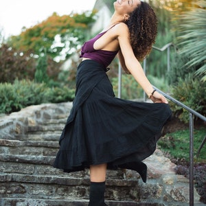 Ruffle Wrap Skirt // Flirty Fun with Built-in Slip // Breathable Tiered Maxi Wrap Skirt image 8