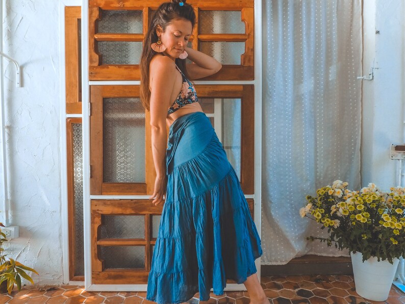 Ruffle Wrap Skirt // Flirty Fun with Built-in Slip // Breathable Tiered Maxi Wrap Skirt image 6