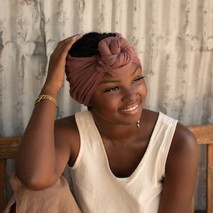 Gauze Sun Wrap // Gauze Cotton Headcover, Goddess Crown, Mini Turban // Be the Queen You Are Desert Rose