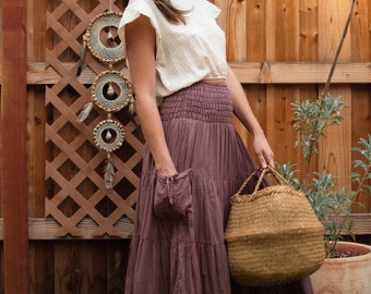 Tiered Pocket Skirt // Pockets Natural Fiber Flexible - Etsy