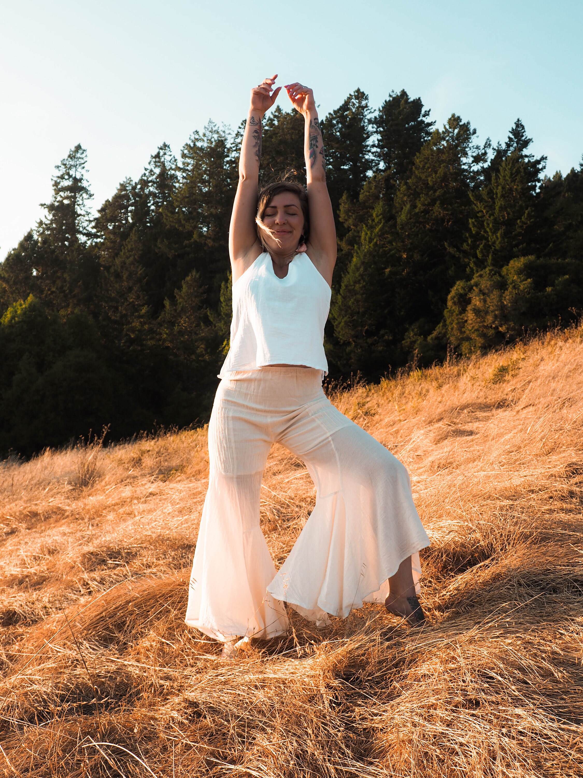 Gauze Bells in CREME NATURAL // 100 Cotton Gauze Breathable Yoga Dance