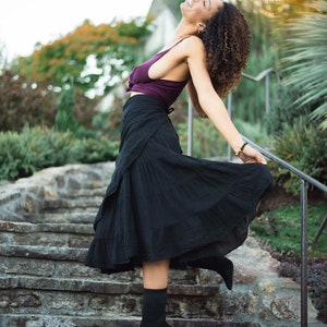 Ruffle Wrap Skirt // Flirty Fun with Built-in Slip // Breathable Tiered Maxi Wrap Skirt image 7