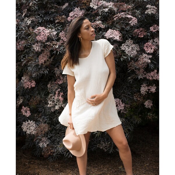 Mini Tee Dress // Natural Soft Cotton Pocket Dress // Feel Free from the Inside Out