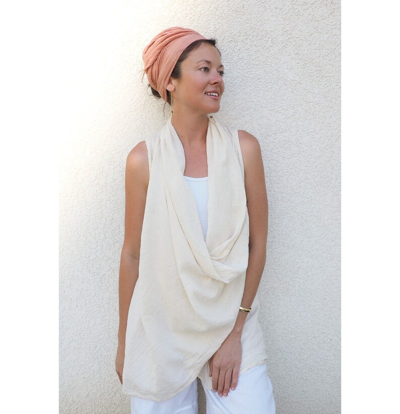 Gauze Flowy Vest // Natural Fiber Breathable /wood Buttons Etsy