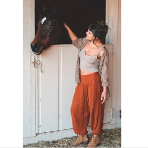 Yogini Pant // Luxe Cotton, Pockets // Stretch Fully, Breathe Like a Queen Rust